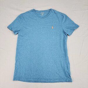 Polo Ralph Lauren Mens V-Neck T-Shirt Size S Blue Cotton Short Sleeve Pony Logo